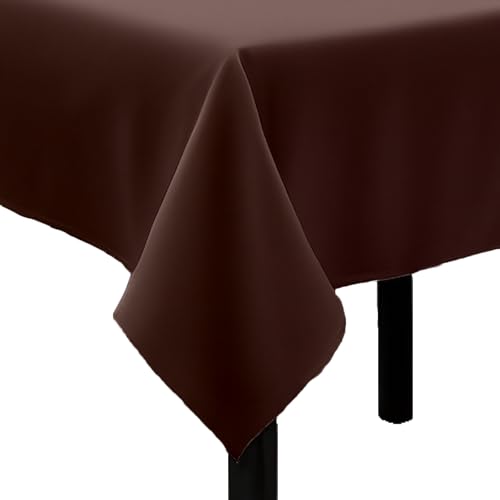 Tischdecke Uni Polyester - Einfarbig, Pflegeleicht, Bügelfrei, Tischtuch, Tischwäsche, Privat, Restaurant, Hotel, Handgefertigt, Made in Europa (Braun, 100x100 cm) von Hans-Textil-Shop