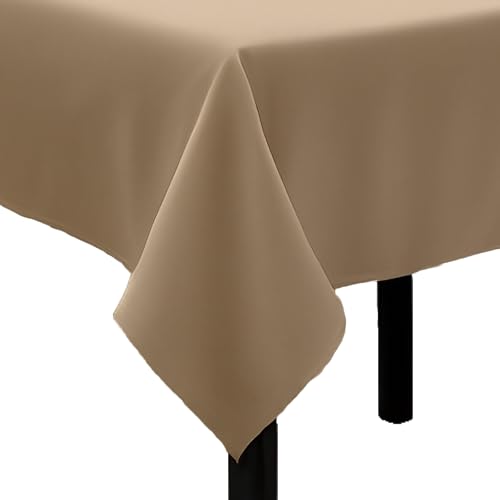 Tischdecke Uni Polyester - Einfarbig, Pflegeleicht, Bügelfrei, Tischtuch, Tischwäsche, Privat, Restaurant, Hotel, Handgefertigt, Made in Europa (Sand, 100x100 cm) von Hans-Textil-Shop