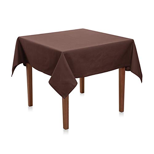 Tischdecke Uni Polyester - Einfarbig, Pflegeleicht, Bügelfrei, Tischtuch, Tischwäsche, Privat, Restaurant, Hotel, Handgefertigt, Made in Europa (Braun, 130x130 cm) von Hans-Textil-Shop