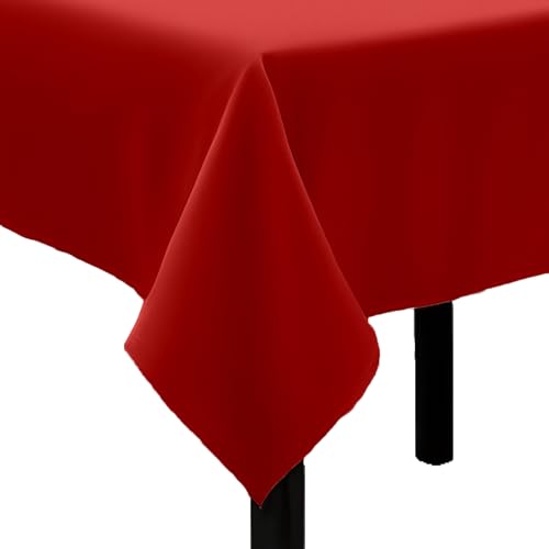 Tischdecke Uni Polyester - Einfarbig, Pflegeleicht, Bügelfrei, Tischtuch, Tischwäsche, Privat, Restaurant, Hotel, Handgefertigt, Made in Europa (Rot, 80x80 cm) von Hans-Textil-Shop