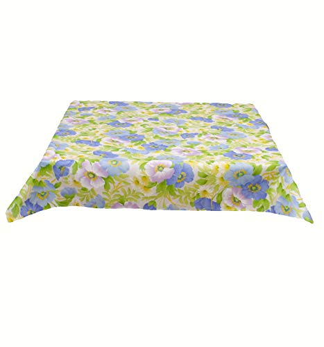 Outdoor Tischdecke Blumen - Wasserabweisend, Schmutzabweisend (100x100 cm, Hellblau) von Hans-Textil-Shop