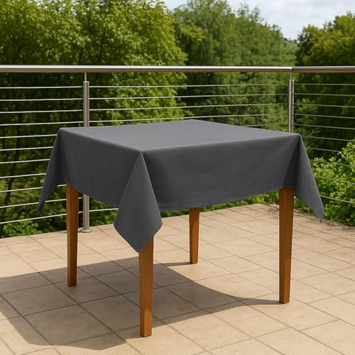 Premium Tischdecke Teflon beschichtet - Tischtuch, Outdoortischdecke, Gartentischdecke, Garten, Terrasse, Outdoor, Wetterfest, Schmutzabweisend, Wasserabweisend (80x80 cm, Grau) von Hans-Textil-Shop