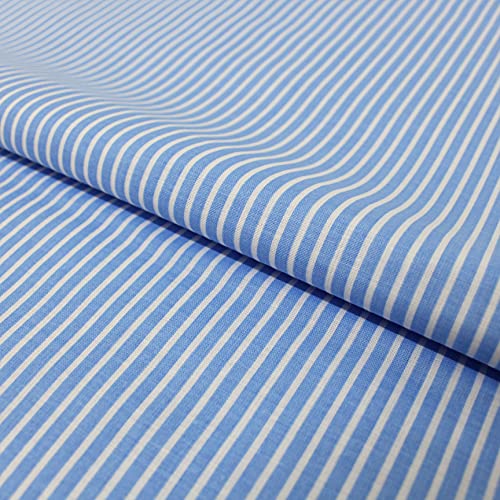 Stoff Blau Weiß Gestreift Baumwolle – Streifen Stoff Meterware 145 cm – Gestreifte Stoffe Hellblau Weiß – für Bekleidung, Kissen, Bettwäsche, Vorhänge, Deko von Hans-Textil-Shop