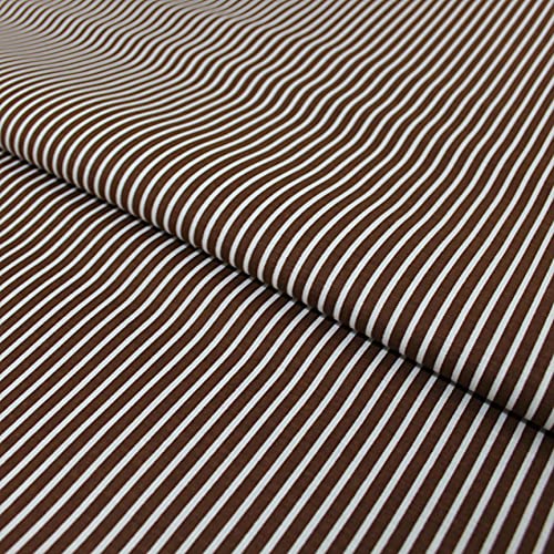 Stoff Braun Weiß Gestreift Baumwolle – Streifen Stoff Meterware 145 cm – Gestreifte Stoffe Braun – für Bekleidung, Kissen, Bettwäsche, Vorhänge, Tischdecken, Deko von Hans-Textil-Shop
