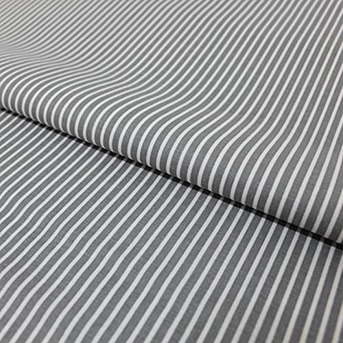 Stoff Grau Weiß Gestreift Baumwolle – Streifen Stoff Meterware 145 cm – Gestreifte Stoffe Grau – für Bekleidung, Kissen, Bettwäsche, Vorhänge, Tischdecken, Deko von Hans-Textil-Shop