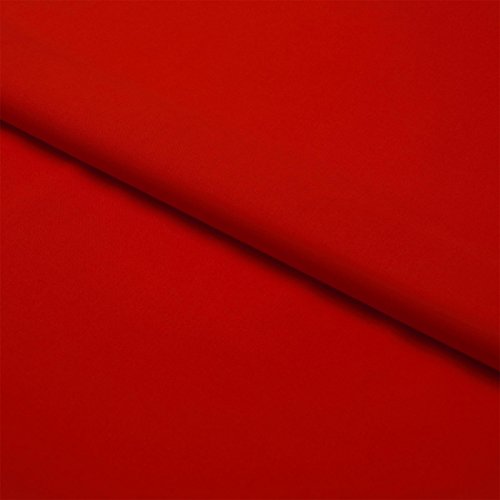 Stoff Meterware 100% Baumwolle Linon - Einfarbig, Uni, Schadstoffgeprüfter Stoff, Pflegeleicht – Dekostoff Bettwäsche Bekleidung Gardinen Vorhänge - 1 Meter (Rot) von Hans-Textil-Shop
