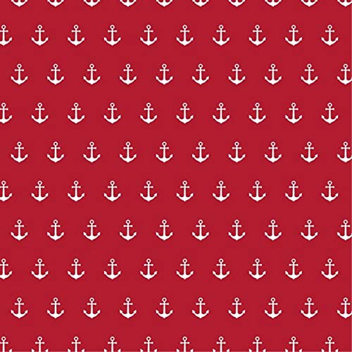 Stoff Meterware Anker Design Baumwolle - 1 Meter, Boot, Schiff, Maritim, Kleidung, Deko, Bettwäsche (Rot) von Hans-Textil-Shop