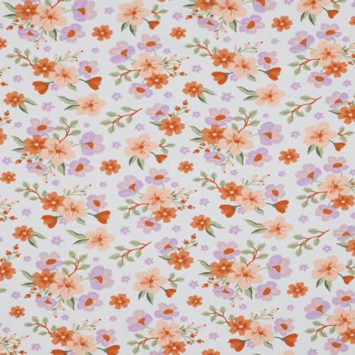 Stoff Meterware Blumen Blüten Jersey - 1 Meter, Sommer, Frühling, Bekleidung, Damen, Kinder, Baby T-Shirt, Langarmshirt, Kleid, Mütze, Beanie, Loop, Schal, Deko (Amanda Weiß) von Hans-Textil-Shop