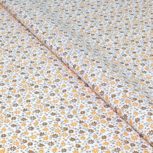 Stoff Meterware Blüten Blumen Pflanzen Baumwolle - 1 Meter, geblümt, Blumenstoff, Blümchen, Kissen, Bettwäsche, Kinder, Bekleidung, Sommer, Basteln, Nähen, Deko, DIY (Blumen Lilla Orange) von Hans-Textil-Shop