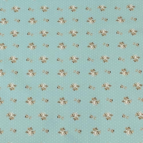 Stoff Meterware Blüten Blumen Pflanzen Baumwolle - 1 Meter, geblümt, Blumenstoff, Blümchen, Kissen, Bettwäsche, Kinder, Bekleidung, Sommer, Basteln, Nähen, Deko, DIY (Kleine Rosen Punkte Mint) von Hans-Textil-Shop