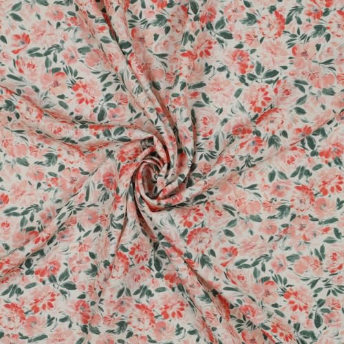 Stoff Meterware Blumen Blüten Flowers Viskose - Damen Blumen Frühling Sommer Bluse Rock Kleid Accessoires Deko (Zarte Blümchen) von Hans-Textil-Shop