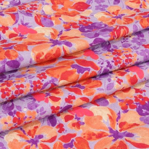Stoff Meterware Blumen Blüten Jersey - 1 Meter, Sommer, Frühling, Bekleidung, Damen, Kinder, Baby T-Shirt, Langarmshirt, Kleid, Mütze, Beanie, Loop, Schal, Deko (Blümchen Lila Rot) von Hans-Textil-Shop