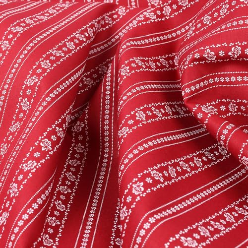 Stoff Meterware Blumen Fanny Rot Baumwolle - 1 Meter, Tracht, Dirndl, Landhaus, Schürze, Bluse, Kleid, Rock, Kissen, Vorhänge, Deko, Bettwäsche Stoff Meterware Blumen Fanny Rot Baumwolle - 1 Meter, Tracht, Dirndl, Landhaus, Schürze, Bluse, Kleid, Rock, Kissen, Vorhänge, Deko, Bettwäsche von Hans-Textil-Shop