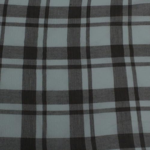 Stoff Meterware Checks Karo Kariert Viskose - 1 Meter, Bekleidung, Deko, Blusen, Tuniken, Schals (Hellblau) von Hans-Textil-Shop