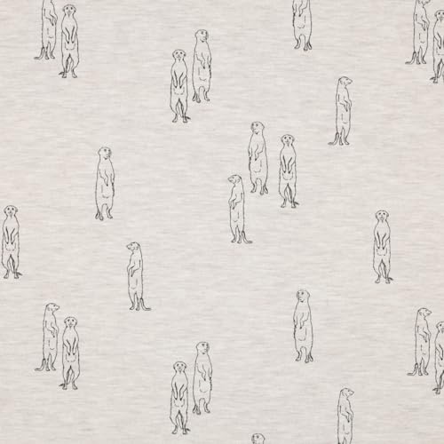 Stoff Meterware Kinderstoff Jerseystoff - 1 Meter, Jersey, Nähen, Kinder, Baby, Jungen, Mädchen, Bekleidung, Shirt (Erdmännchen Beige) von Hans-Textil-Shop