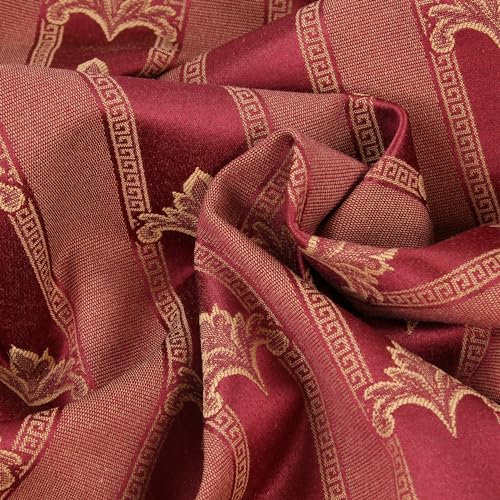 Stoff Meterware Imperio Mischgewebe - 1 Meter, Blumen, Blüten, Streifen, Edel, Elegant, Vorhänge, Deko, Heimtextilien, Accessoires, Frankreich, französisch, Lilie, Adel, Kissen, Tischdecke (Rot) von Hans-Textil-Shop