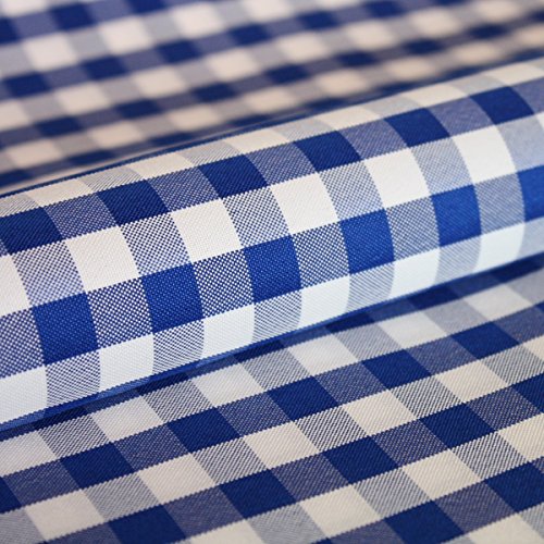 Stoff Meterware Karo 1x1 cm Outdoor 160 cm - 1 Meter, Wasserabweisend, Schmutzabweisend, Kariert, Terrasse, Balkon, Kissenhüllen, Tischdecken, Deko (Blau) von Hans-Textil-Shop