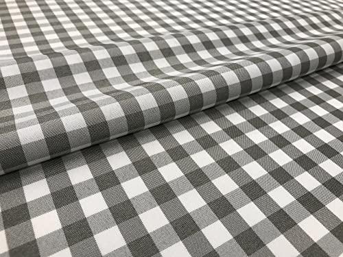 Stoff Meterware Karo 1x1 cm Outdoor 160 cm - 1 Meter, Wasserabweisend, Schmutzabweisend, Kariert, Terrasse, Balkon, Kissenhüllen, Tischdecken, Deko (Grau) von Hans-Textil-Shop