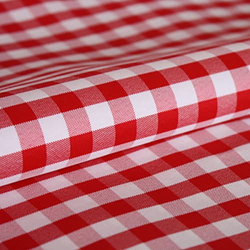 Stoff Meterware Karo 1x1 cm Outdoor 160 cm - 1 Meter, Wasserabweisend, Schmutzabweisend, Kariert, Terrasse, Balkon, Kissenhüllen, Tischdecken, Deko (Rot) von Hans-Textil-Shop