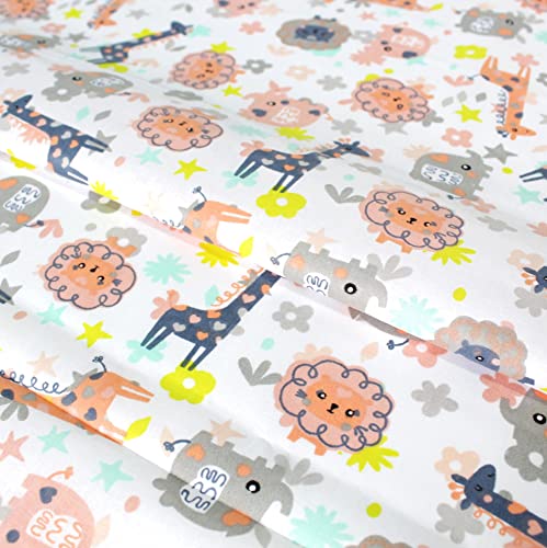 Stoff Meterware Kinderstoff Baumwollstoff - 1 Meter, Nähen, Bettwäsche, Kinder, Baby, Jungen, Mädchen, Bekleidung, Deko (Baby Tiere Giraffe) von Hans-Textil-Shop