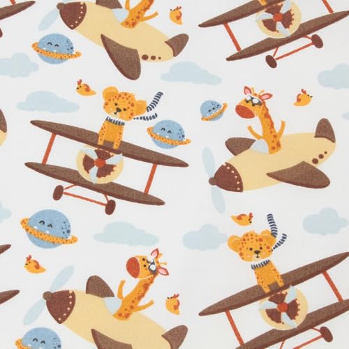 Stoff Meterware Kinderstoff Baumwollstoff - 1 Meter, Nähen, Bettwäsche, Kinder, Baby, Jungen, Mädchen, Bekleidung, Deko (Fliegende Tiere) von Hans-Textil-Shop