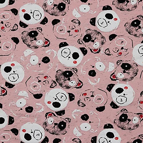 Stoff Meterware Kinderstoff Jerseystoff - 1 Meter, Jersey, Nähen, Kinder, Baby, Jungen, Mädchen, Bekleidung, Shirt (Panda Rosa) von Hans-Textil-Shop