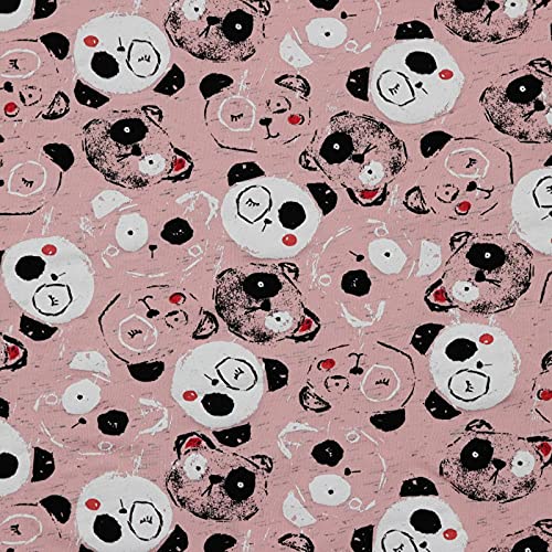 Stoff Meterware Panda Kopf Jersey - 1 Mete, Kinder, Deko, Kleidung, Für Kinder, Kissenbezüge, T-Shirt, bunt (Rosa) von Hans-Textil-Shop