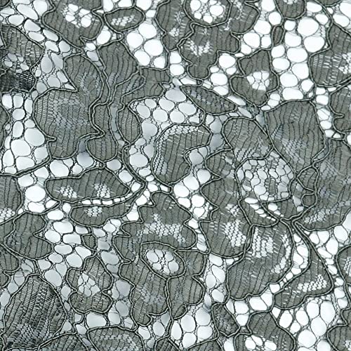 Stoff Meterware Spitze Blumen Polyester - 1 Meter, Damen, Kleider, Röcke, Dirndl, Schürzen, Deko, Damen, Kinder, Mädchen, Nähen (Dunkelgrau) von Hans-Textil-Shop