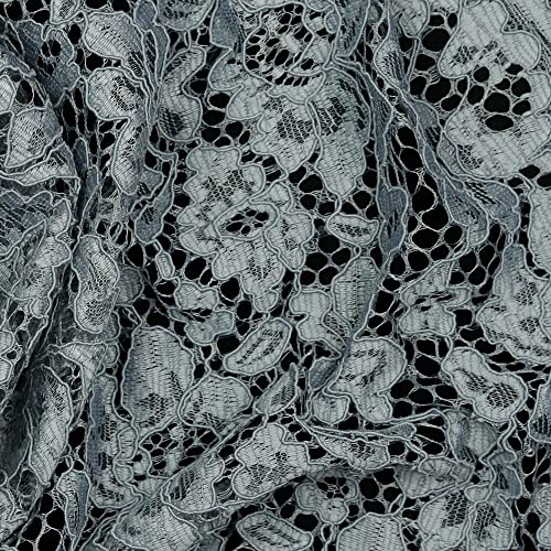 Stoff Meterware Spitze Blumen Polyester - 1 Meter, Damen, Kleider, Röcke, Dirndl, Schürzen, Deko, Damen, Kinder, Mädchen, Nähen (Grau) von Hans-Textil-Shop