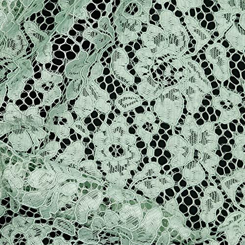 Stoff Meterware Spitze Blumen Polyester - 1 Meter, Damen, Kleider, Röcke, Dirndl, Schürzen, Deko, Damen, Kinder, Mädchen, Nähen (Hellgrün) von Hans-Textil-Shop