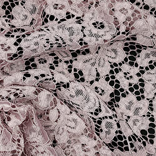 Stoff Meterware Spitze Blumen Polyester - 1 Meter, Damen, Kleider, Röcke, Dirndl, Schürzen, Deko, Damen, Kinder, Mädchen, Nähen (Mauve) von Hans-Textil-Shop