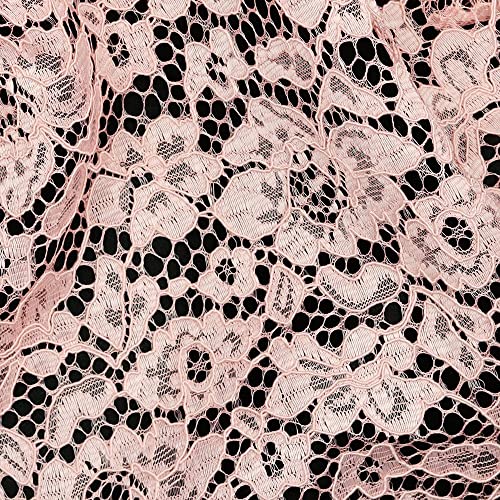 Stoff Meterware Spitze Blumen Polyester - 1 Meter, Damen, Kleider, Röcke, Dirndl, Schürzen, Deko, Damen, Kinder, Mädchen, Nähen (Rosa) von Hans-Textil-Shop