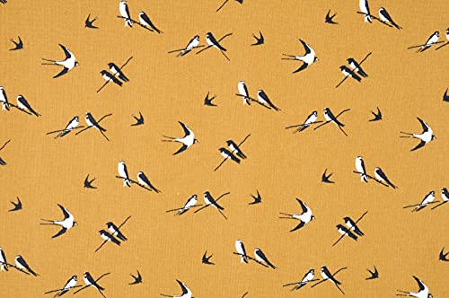 Stoff Meterware Vögel Baumwolle - 1 Meter, Meer, Strand, Kinder, Vorhänge, Bettwäsche, Kissen, Deko (Ocker) von Hans-Textil-Shop