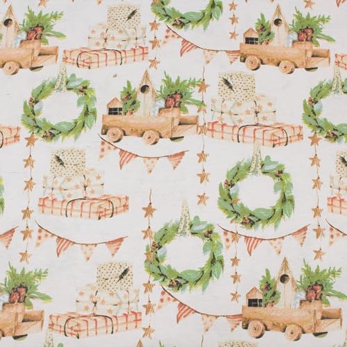 Weihnachtsstoff Meterware Geschenke Sterne Kränze – Stoff 280 cm breit Baumwolle Polyester – festlicher Dekostoff für Tischdecken, Vorhänge & Kissen von Hans-Textil-Shop