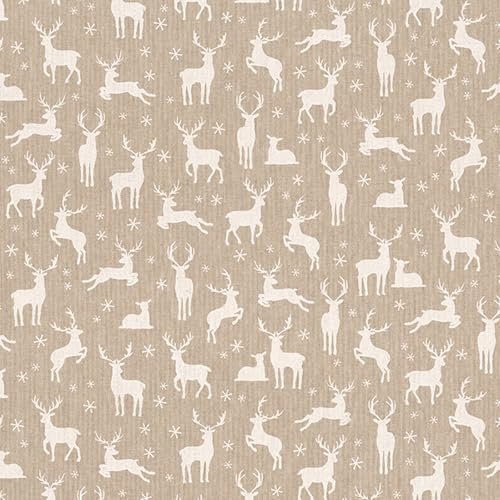 Stoff Meterware Weihnachten Winter Christmas Mischgewebe - 1 Meter, Vorhänge, Tischdecken, Tischläufer, Kissen, Deko (Hirsch Schneeflocke) von Hans-Textil-Shop