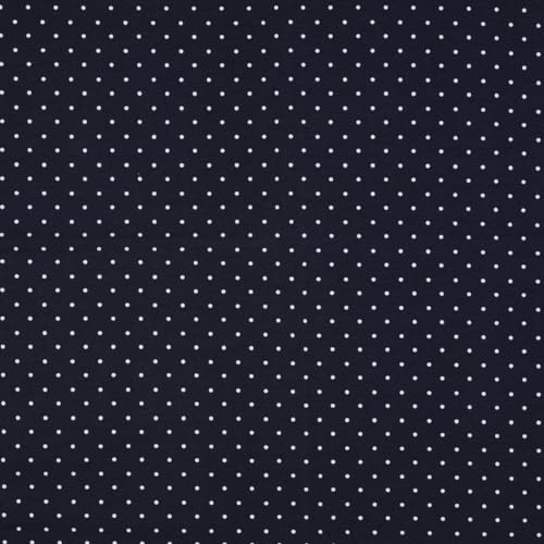 Stoff Meterware kleine Punkte Jersey - 1 Meter, Basic, Kombistoff, Damen, Kinder, Baby, Bekleidung, Shirt, T-Shirt, Hose, Schlafanzug, Mütze, Beanie, Loop, Schal (Dunkelblau) von Hans-Textil-Shop