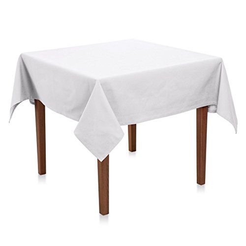 Tischdecke 100x100 cm Weiß Baumwolle (Kochfest, Wiederverwendbar, Pflegeleicht, Nachhaltig, Schadstoffgeprüfter Stoff) von Hans-Textil-Shop