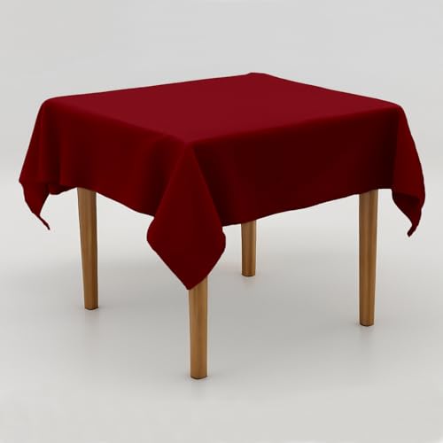 Tischdecke Uni Polyester - Einfarbig, Pflegeleicht, Bügelfrei, Tischtuch, Tischwäsche, Privat, Restaurant, Hotel, Handgefertigt, Made in Europa (Bordeaux Rot, 130x130 cm) von Hans-Textil-Shop
