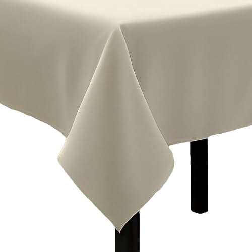 Tischdecke Uni Polyester - Einfarbig, Pflegeleicht, Bügelfrei, Tischtuch, Tischwäsche, Privat, Restaurant, Hotel, Handgefertigt, Made in Europa (Creme, 130x280 cm) von Hans-Textil-Shop