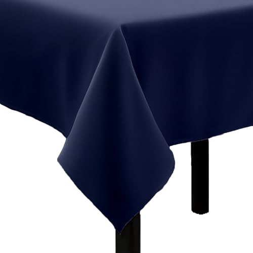 Tischdecke Uni Polyester - Einfarbig, Pflegeleicht, Bügelfrei, Tischtuch, Tischwäsche, Privat, Restaurant, Hotel, Handgefertigt, Made in Europa (Marine Blau, 130x280 cm) von Hans-Textil-Shop