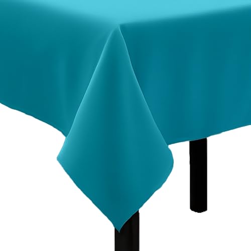 Tischdecke Uni Polyester - Einfarbig, Pflegeleicht, Bügelfrei, Tischtuch, Tischwäsche, Privat, Restaurant, Hotel, Handgefertigt, Made in Europa (Türkis, 130x280 cm) von Hans-Textil-Shop