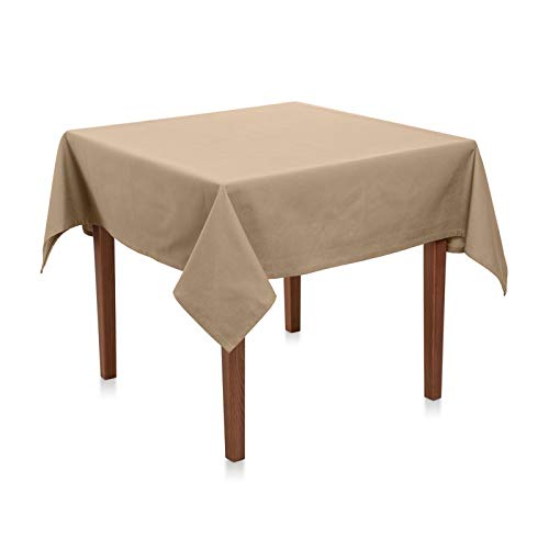 Tischdecke Baumwolle Linon - Pflegeleicht, Langlebig, Schadstoffgeprüfter Stoff - Tischtuch & Tischdeko für Feste, Geburtstage, Hochzeiten oder den täglichen Gebrauch (Beige, 100x100 cm) von Hans-Textil-Shop