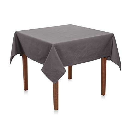 Tischdecke Baumwolle Linon - Uni, Einfarbig, Baumwolltischdecke, Tischtuch, Tischdeko (Grau, 80x80 cm) von Hans-Textil-Shop