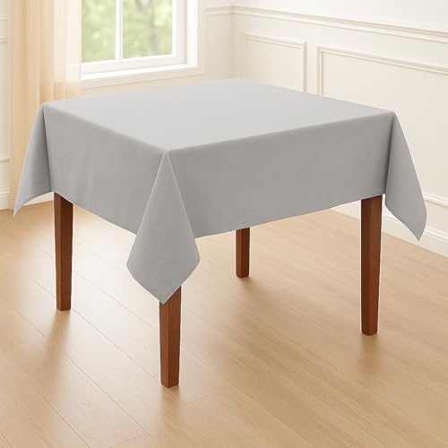 Tischdecke Baumwolle Linon - Uni, Einfarbig, Baumwolltischdecke, Tischtuch, Tischdeko (Hellgrau, 80x80 cm) von Hans-Textil-Shop