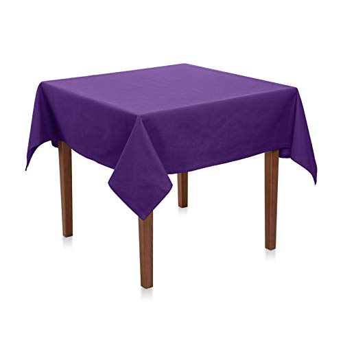 Tischdecke Baumwolle Linon - Uni, Einfarbig, Baumwolltischdecke, Tischtuch, Tischdeko (Lila, 100x100 cm) von Hans-Textil-Shop