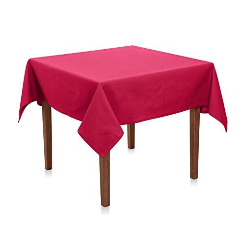 Tischdecke Baumwolle Linon - Uni, Einfarbig, Baumwolltischdecke, Tischtuch, Tischdeko (Pink, 130x130 cm) von Hans-Textil-Shop