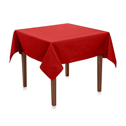 Tischdecke Baumwolle Linon - Uni, Einfarbig, Baumwolltischdecke, Tischtuch, Tischdeko (Rot, 130x130 cm) von Hans-Textil-Shop