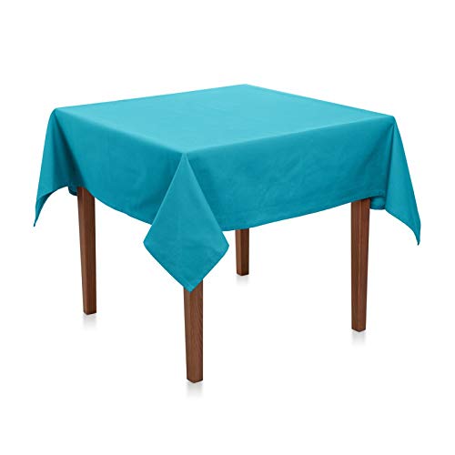Tischdecke Baumwolle Linon - Uni, Einfarbig, Baumwolltischdecke, Tischtuch, Tischdeko (Türkis, 130x220 cm) von Hans-Textil-Shop