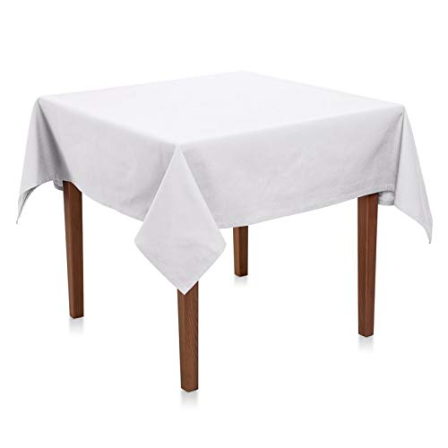 Tischdecke Baumwolle Linon - Uni, Einfarbig, Baumwolltischdecke, Tischtuch, Tischdeko (Weiß, 130x130 cm) von Hans-Textil-Shop