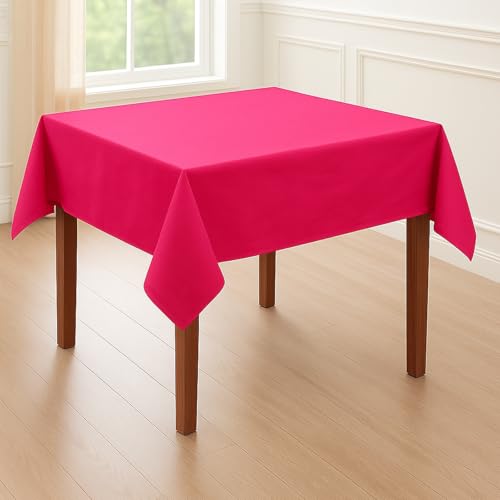 Tischdecke Baumwolle Linon - Uni, Einfarbig, Baumwolltischdecke, Tischtuch, Tischdeko (Pink, 80x80 cm) von Hans-Textil-Shop